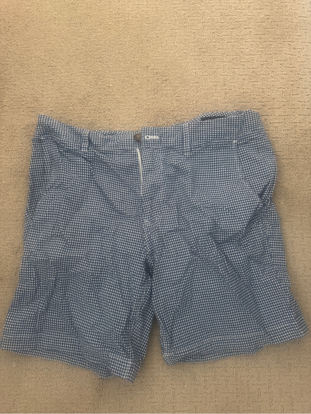 Bonobos Navy and White Gingham Shorts with Teal Trim